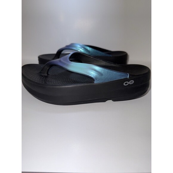 OOFOS OOLALA Luxe Flip Flop Women’s Size 7 Thong Recovery Sandals Metallic - Picture 10 of 11